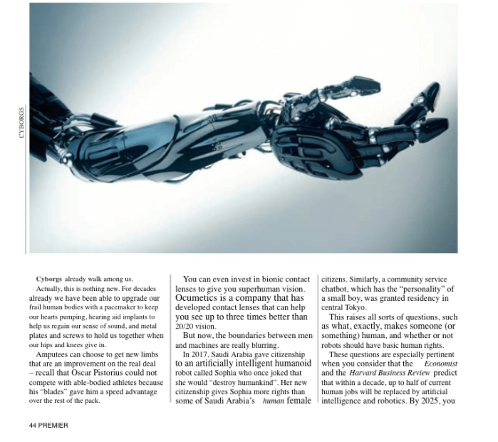 cyborgs - the blurring of man and machine - trend analysis - futurism